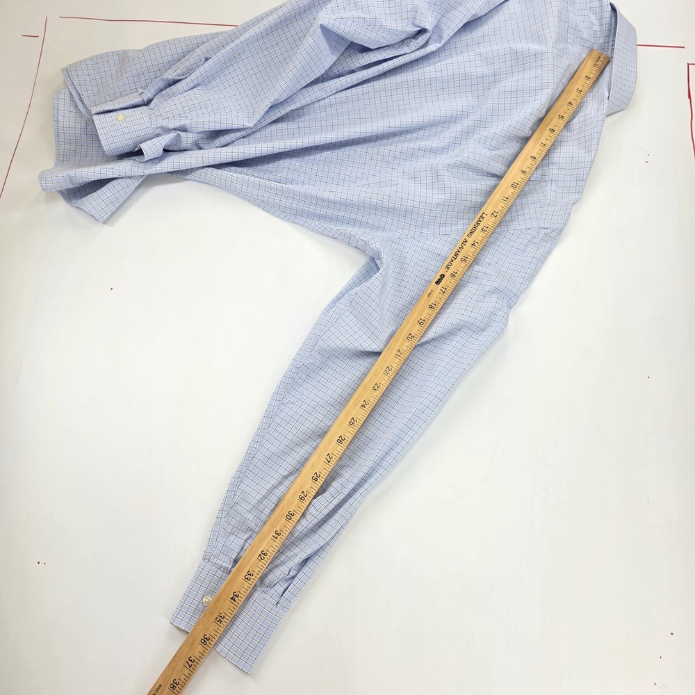 Quiet Luxury Valentino Roma Dress Shirt Men 17.5 Blue Check Italian - Picture 13 of 14